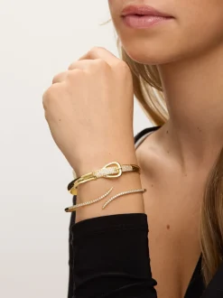 Jon Richard Plated 18K and Pave Buckle Bangle
