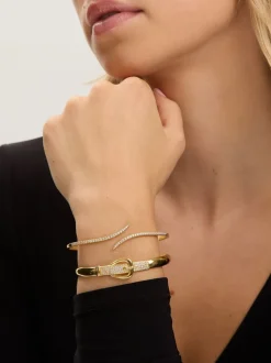 Jon Richard Plated 18K and Pave Buckle Bangle