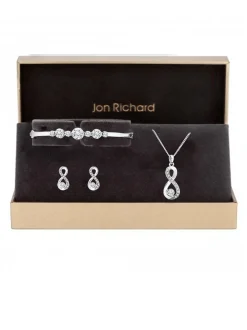 Jon Richard sieradenset met oneindigheidshanger met kristallen in cadeaudoos