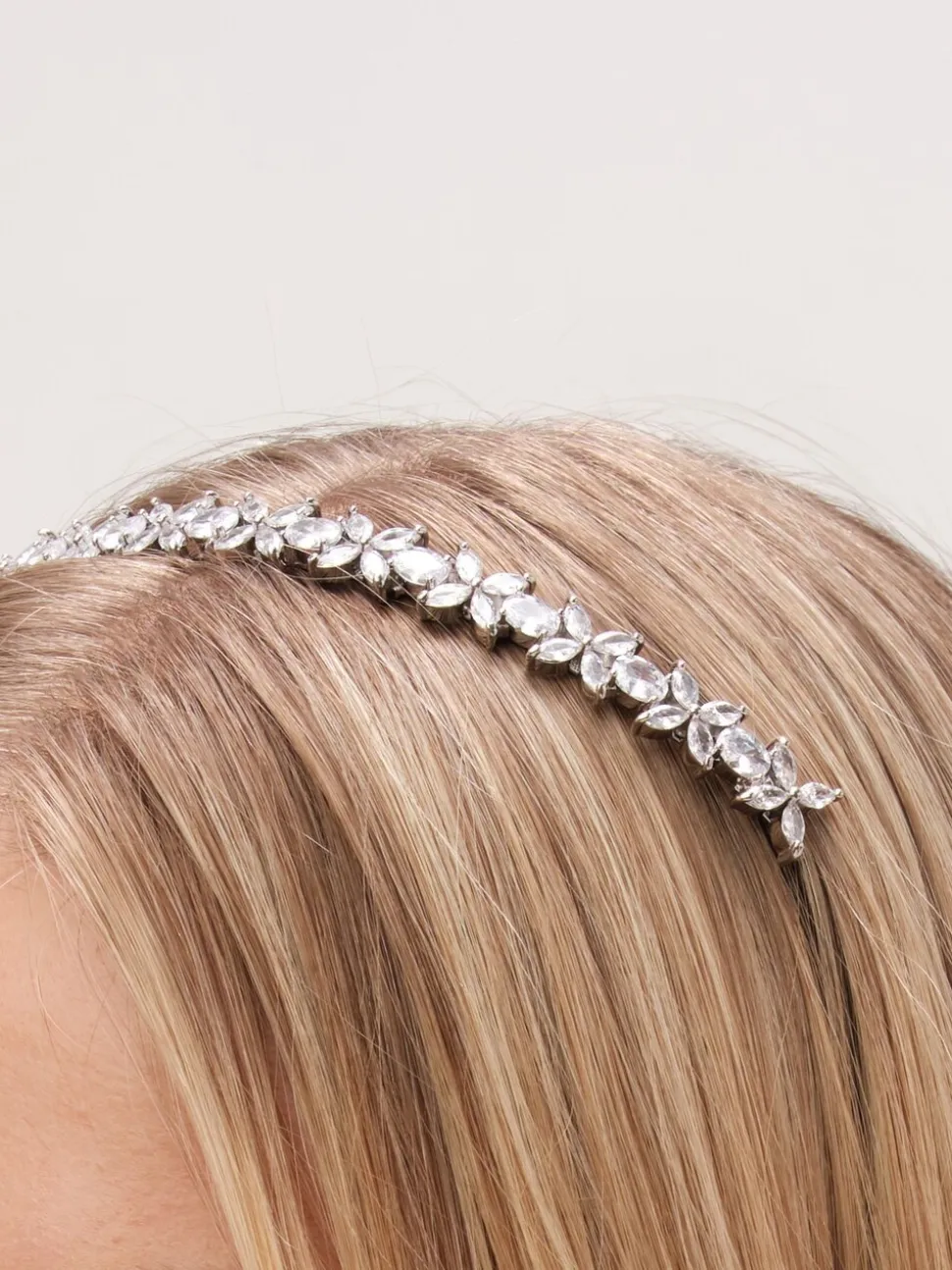 Jon Richard Tone Crystal Floral Print Single Row Headband