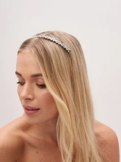 Jon Richard Tone Crystal Floral Print Single Row Headband