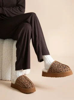 Just Sheepskin Brown Ladies Mabel Sheepskin Platform Mule Slipper