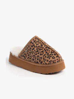 Just Sheepskin Brown Ladies Mabel Sheepskin Platform Mule Slipper