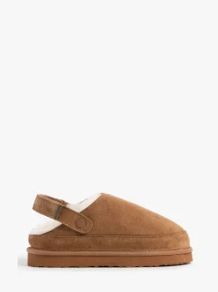 Just Sheepskin Ladies Quinn Sheepskin Sling Back Brown Mule Slippers