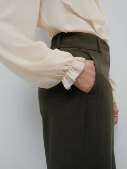 Kakigroen - Crosshatch Elastic Waist Wide Leg Trousers
