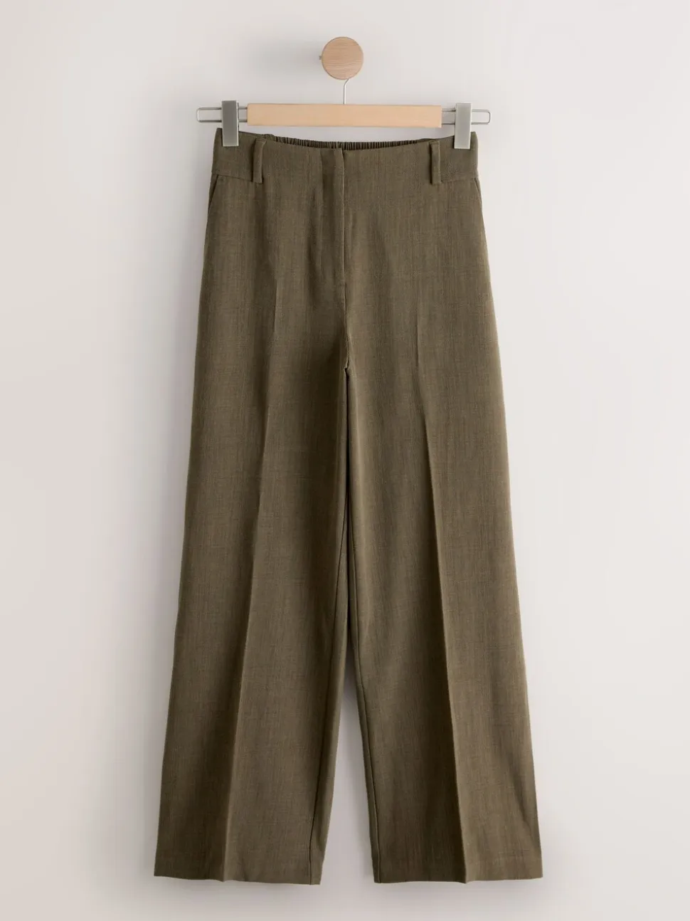 Kakigroen - Crosshatch Elastic Waist Wide Leg Trousers