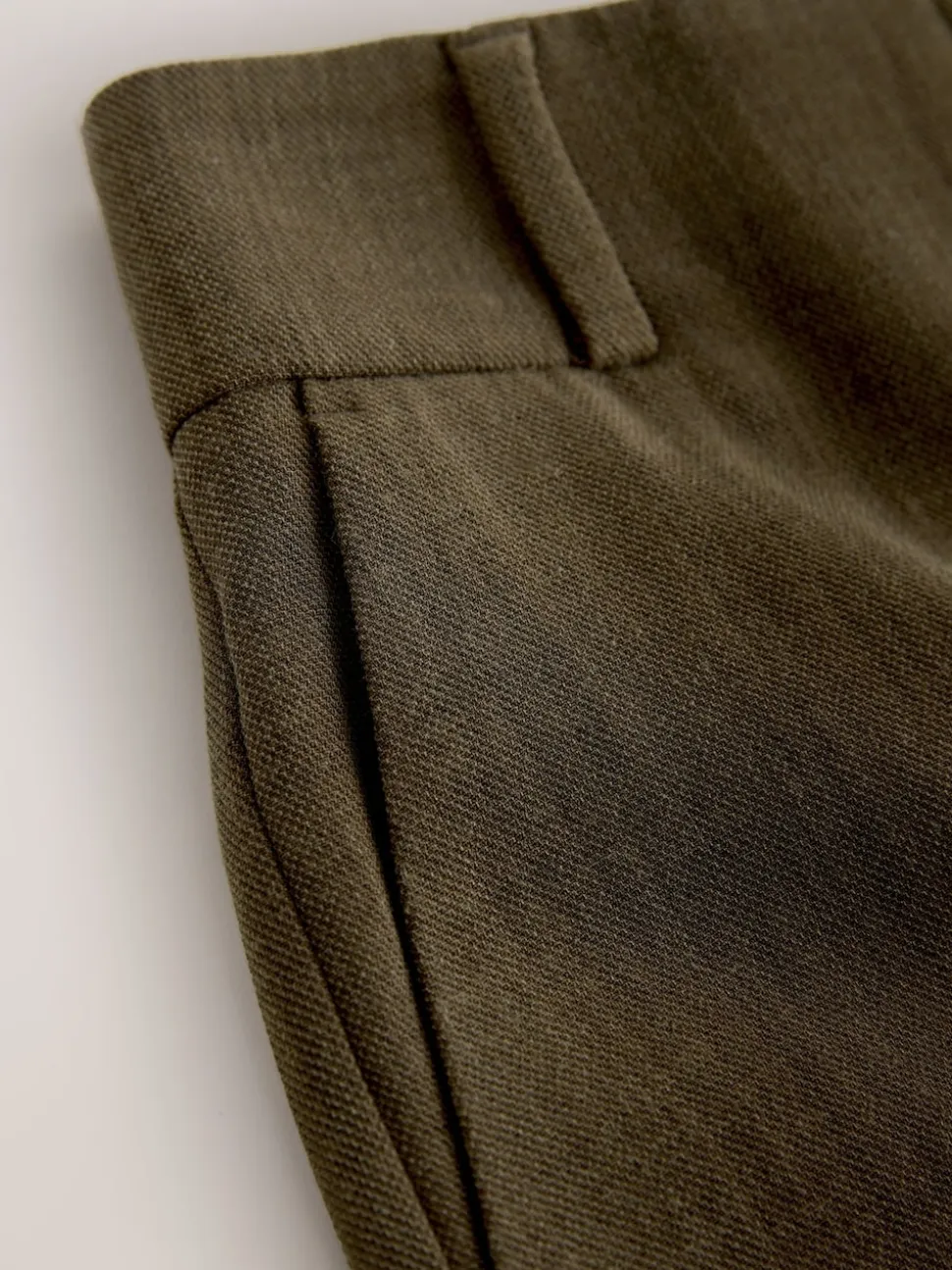 Kakigroen - Crosshatch Elastic Waist Wide Leg Trousers