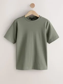 Kakigroen - Dik T-shirt met ronde hals en korte mouwen