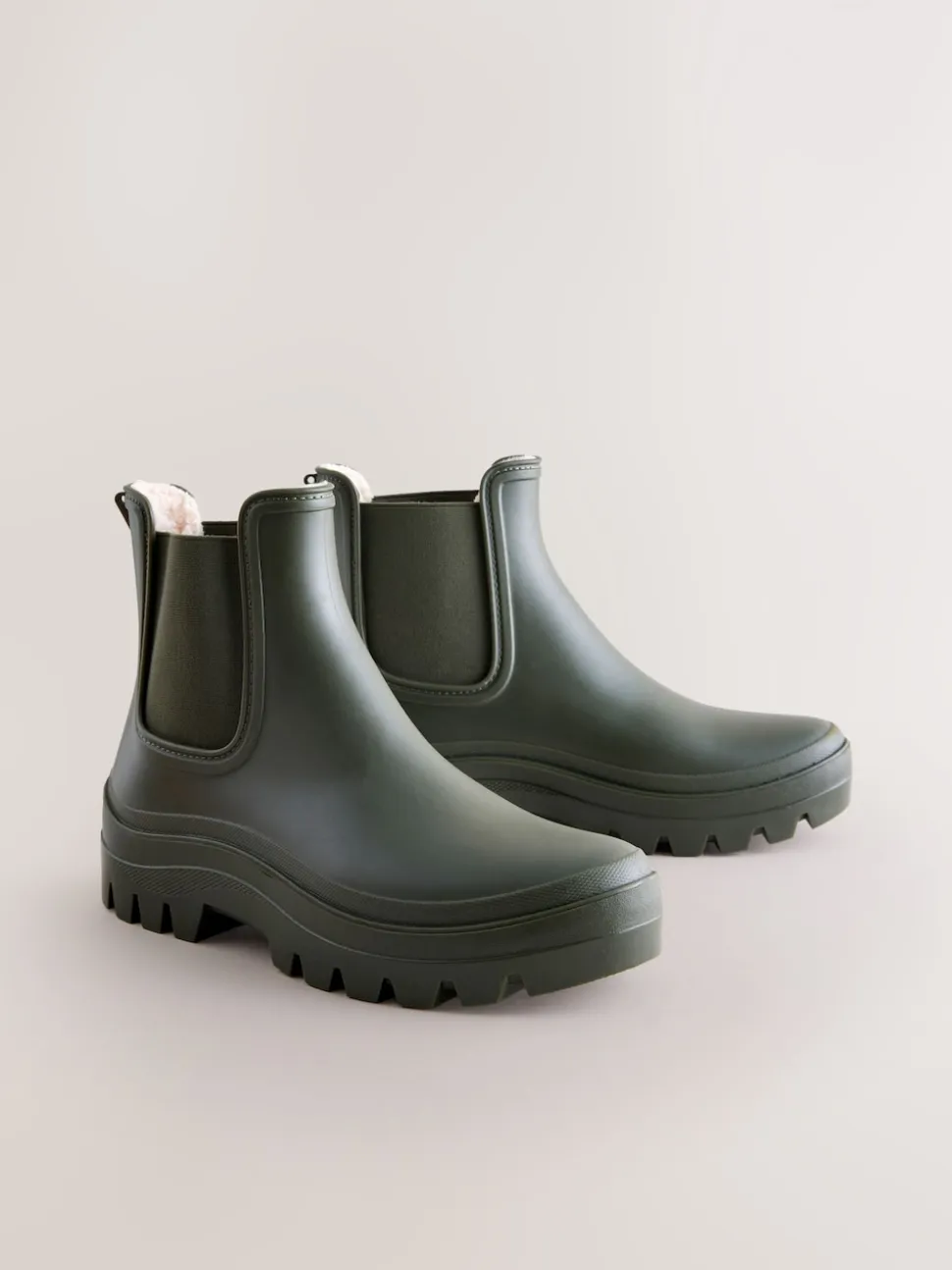 Kakigroen - Faux Fur Lined Chelsea Ankle Wellies