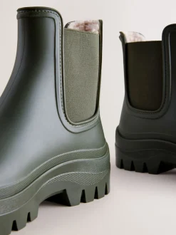 Kakigroen - Faux Fur Lined Chelsea Ankle Wellies