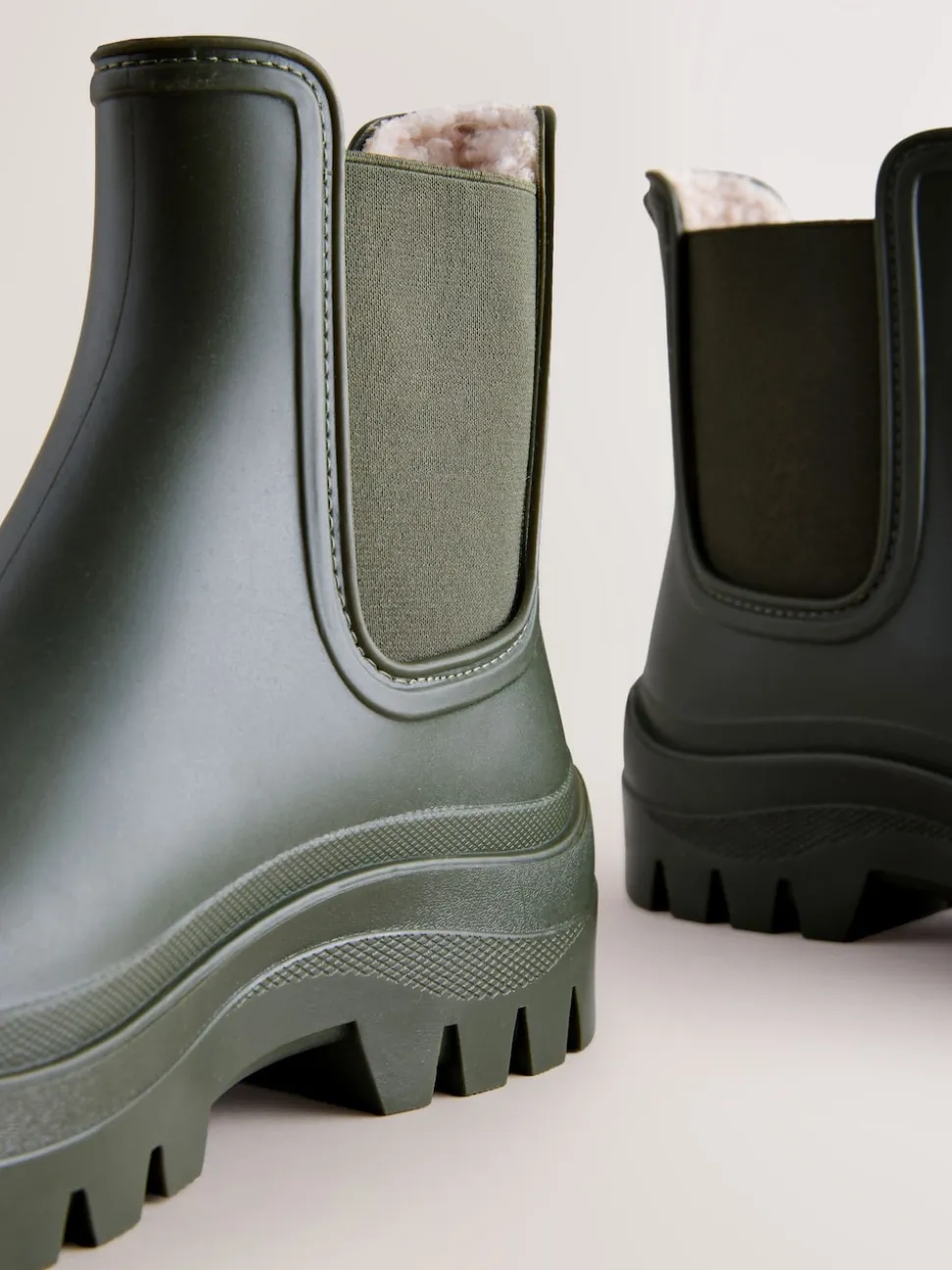 Kakigroen - Faux Fur Lined Chelsea Ankle Wellies