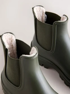 Kakigroen - Faux Fur Lined Chelsea Ankle Wellies