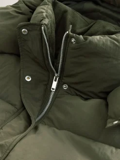 Kakigroen - Lange regenbestendige gewatteerde jas