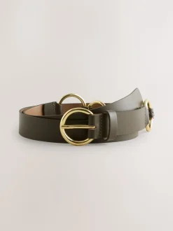 Kakigroen - Metal Ring Detail Regular Leather Belt