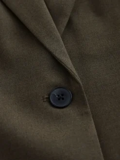 Kakigroen - Op maat gemaakte blazer met enkele rij knopen van wol