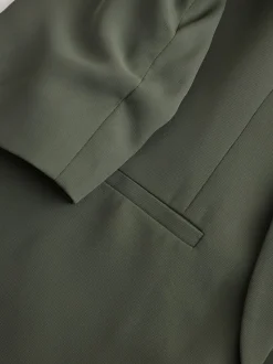 Kakigroen - Ruimvallend blazer met gerimpelde mouwen