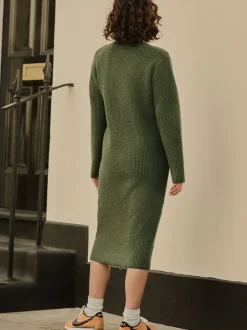 Kakigroen - Super Soft V-Neck Midi Dress With Wool