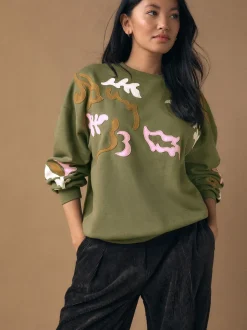 Kakigroen - Sweatshirt with Appliqué Details
