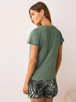Kakigroen met palmprint - Pyjama met short