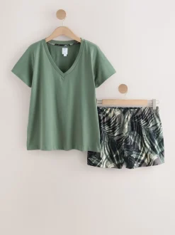 Kakigroen met palmprint - Pyjama met short