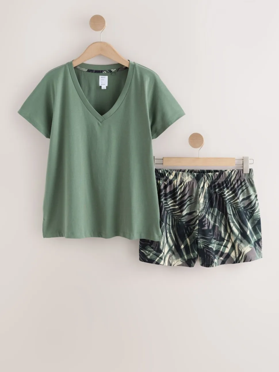 Kakigroen met palmprint - Pyjama met short