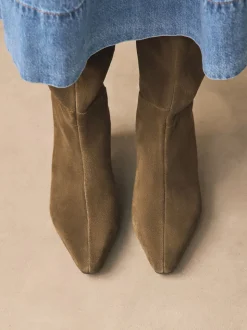Kakigroen suède - Forever Comfort® Knee High Chisel Toe Heeled Boots
