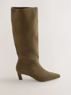 Kakigroen suède - Forever Comfort® Knee High Chisel Toe Heeled Boots