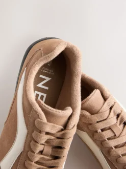 Kameelkleurig suède - Forever Comfort® Leather Slimsole Lace-Up Trainers