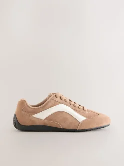 Kameelkleurig suède - Forever Comfort® Leather Slimsole Lace-Up Trainers