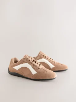 Kameelkleurig suède - Forever Comfort® Leather Slimsole Lace-Up Trainers