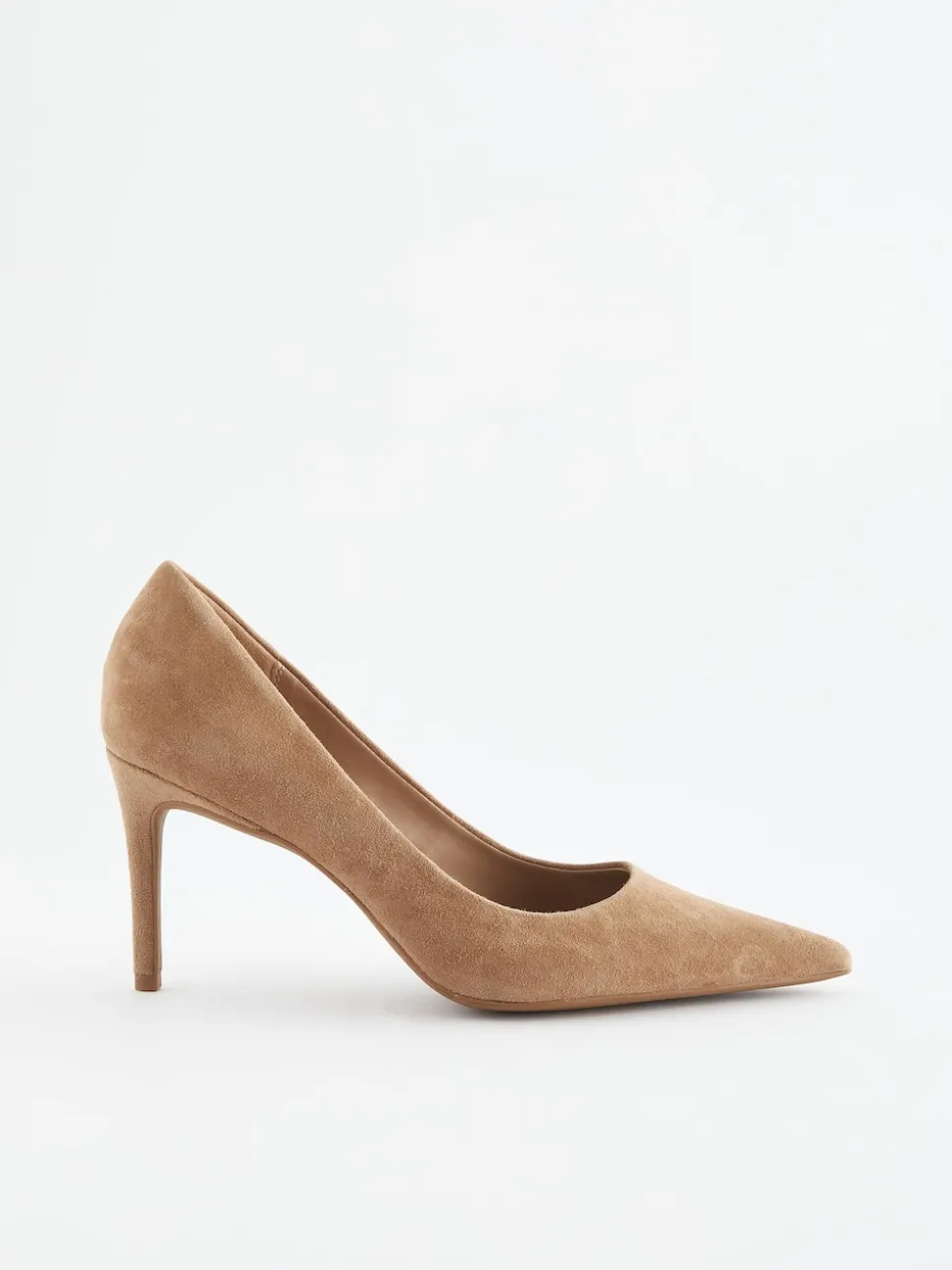 Kameelkleurig suède - Leren mid-court pumps