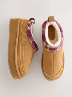 Kastanjebruin - Forever Comfort® Leather Fur Lined Cosy Platform Shoes