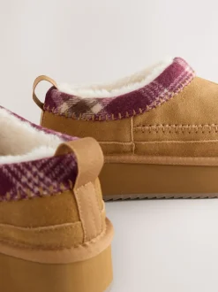 Kastanjebruin - Forever Comfort® Leather Fur Lined Cosy Platform Shoes