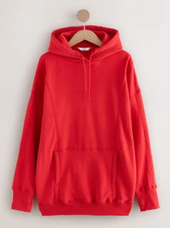 Kersrood - Active Longline Overhead Hoodie met superzacht naaddetail en zakken