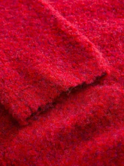 Kersrood - Boucle Ronde hals Trui Met Wol
