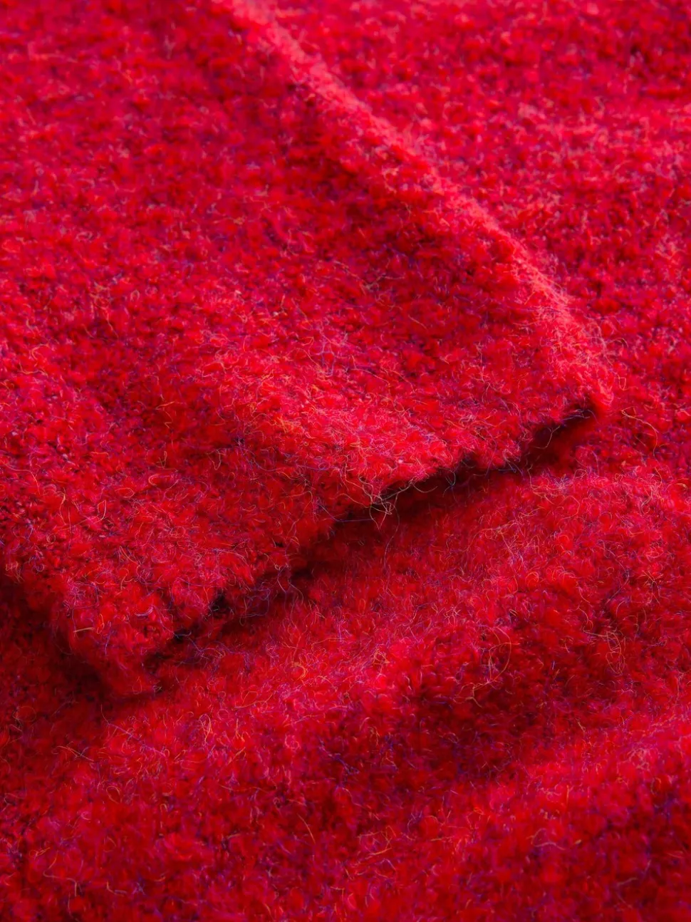 Kersrood - Boucle Ronde hals Trui Met Wol