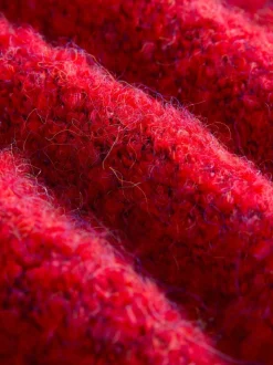 Kersrood - Boucle Ronde hals Trui Met Wol