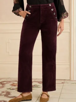 Kersrood - Love & Roses Corduroy Rechte Broek