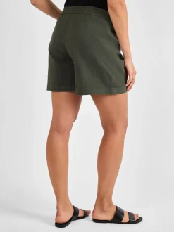 Khaki - JoJo Maman Bébé zwangerschapsshort van een linnenmix