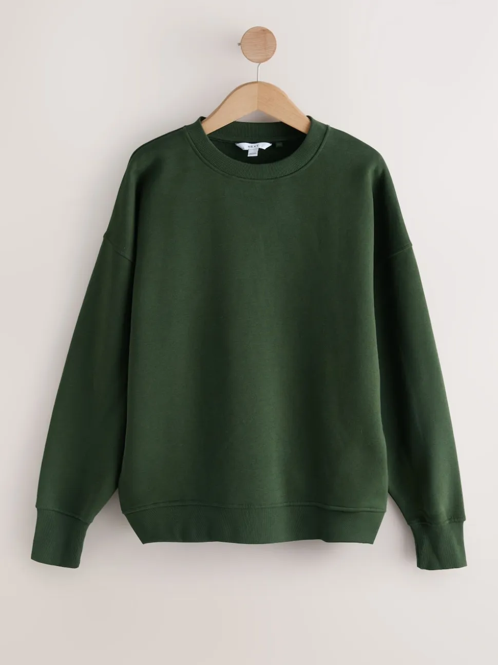 Khaki/steenkleur - Cotton Rich Brushed Back Soft Feel Ribbed Crewneck Sweatshirts 3 Pack