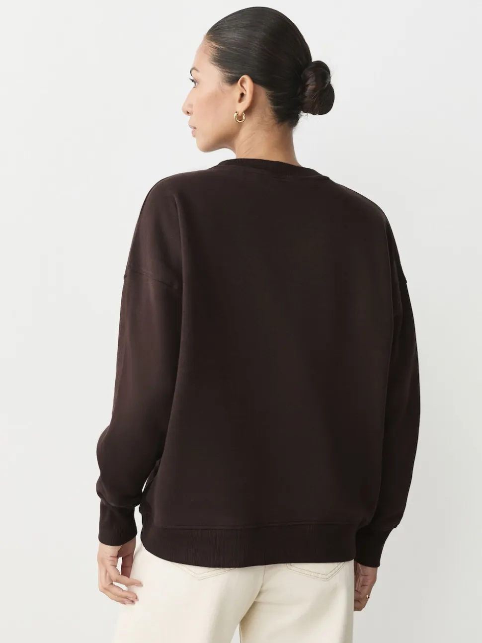 Khaki/steenkleur - Cotton Rich Brushed Back Soft Feel Ribbed Crewneck Sweatshirts 3 Pack