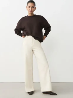 Khaki/steenkleur - Cotton Rich Brushed Back Soft Feel Ribbed Crewneck Sweatshirts 3 Pack