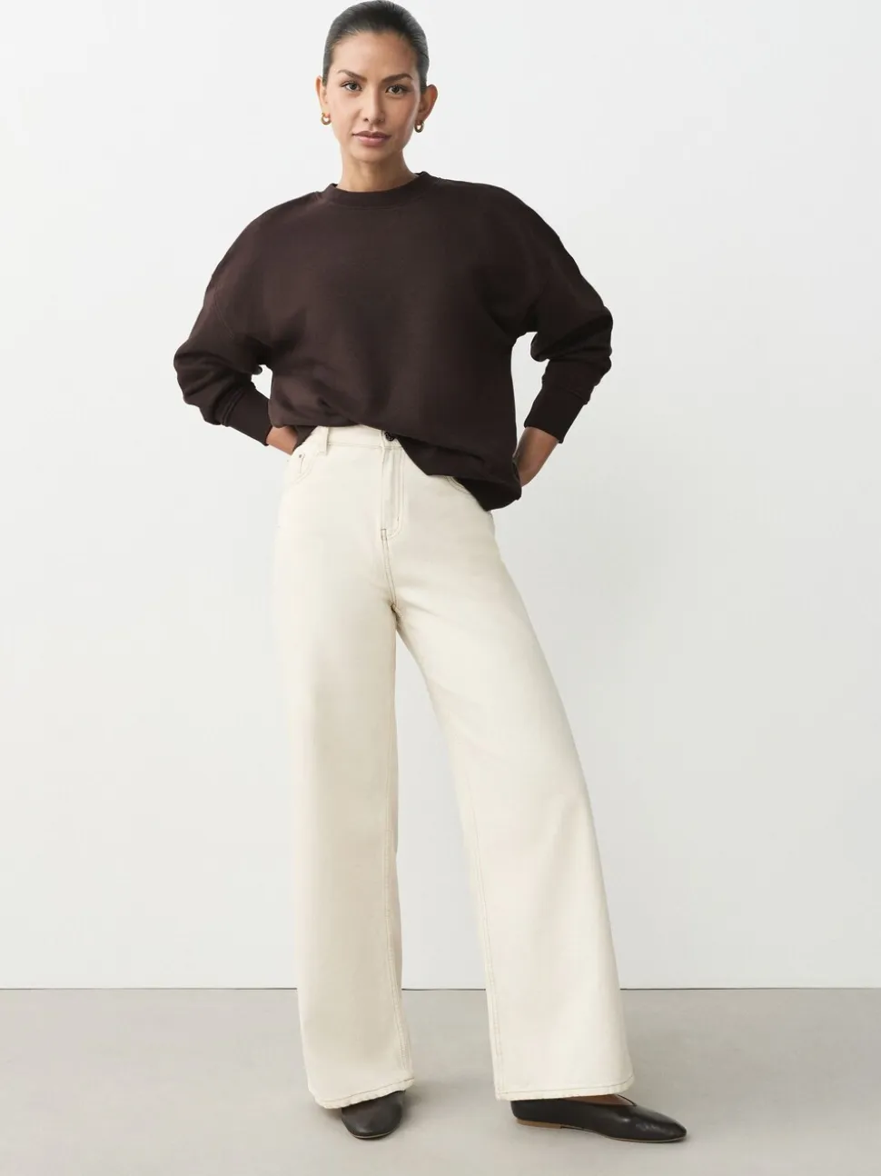 Khaki/steenkleur - Cotton Rich Brushed Back Soft Feel Ribbed Crewneck Sweatshirts 3 Pack
