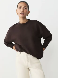 Khaki/steenkleur - Cotton Rich Brushed Back Soft Feel Ribbed Crewneck Sweatshirts 3 Pack
