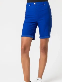 Kobaltblauw - Roman stretch short met omgeslagen zoom