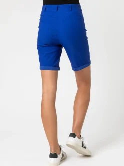 Kobaltblauw - Roman stretch short met omgeslagen zoom