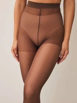 Koffie - Set van 3 glanzende 20 deniet panty's