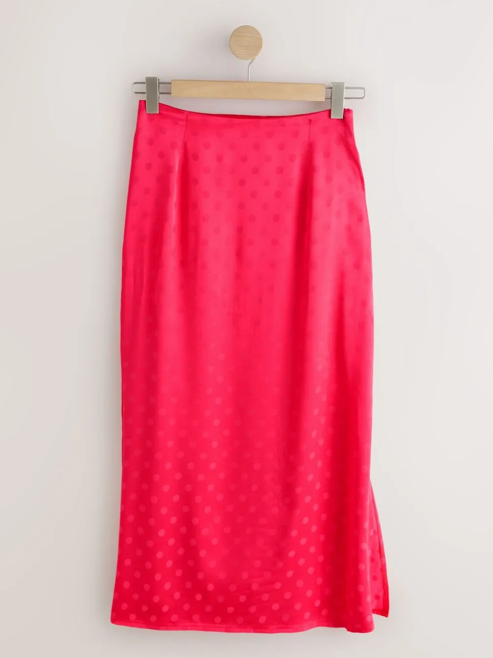 Koraalrood/roze - Jacquard Polka Dot Satin Skirt