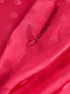 Koraalrood/roze - Jacquard Polka Dot Satin Skirt