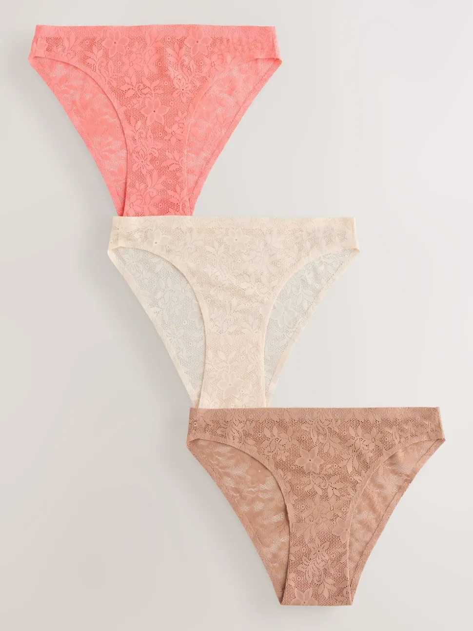 Koraalroze - All-Over Lace No VPL Knickers 3 Pack